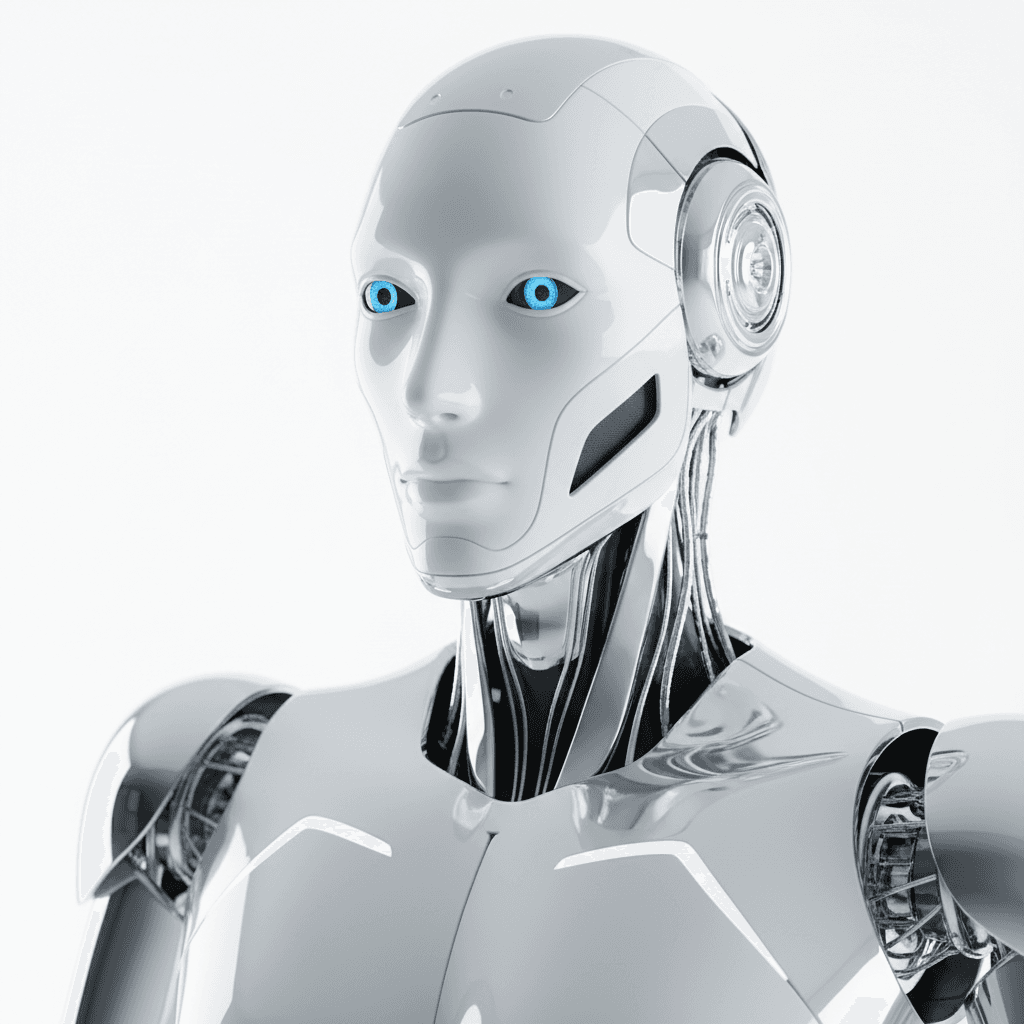 Close up of humanoid robot face